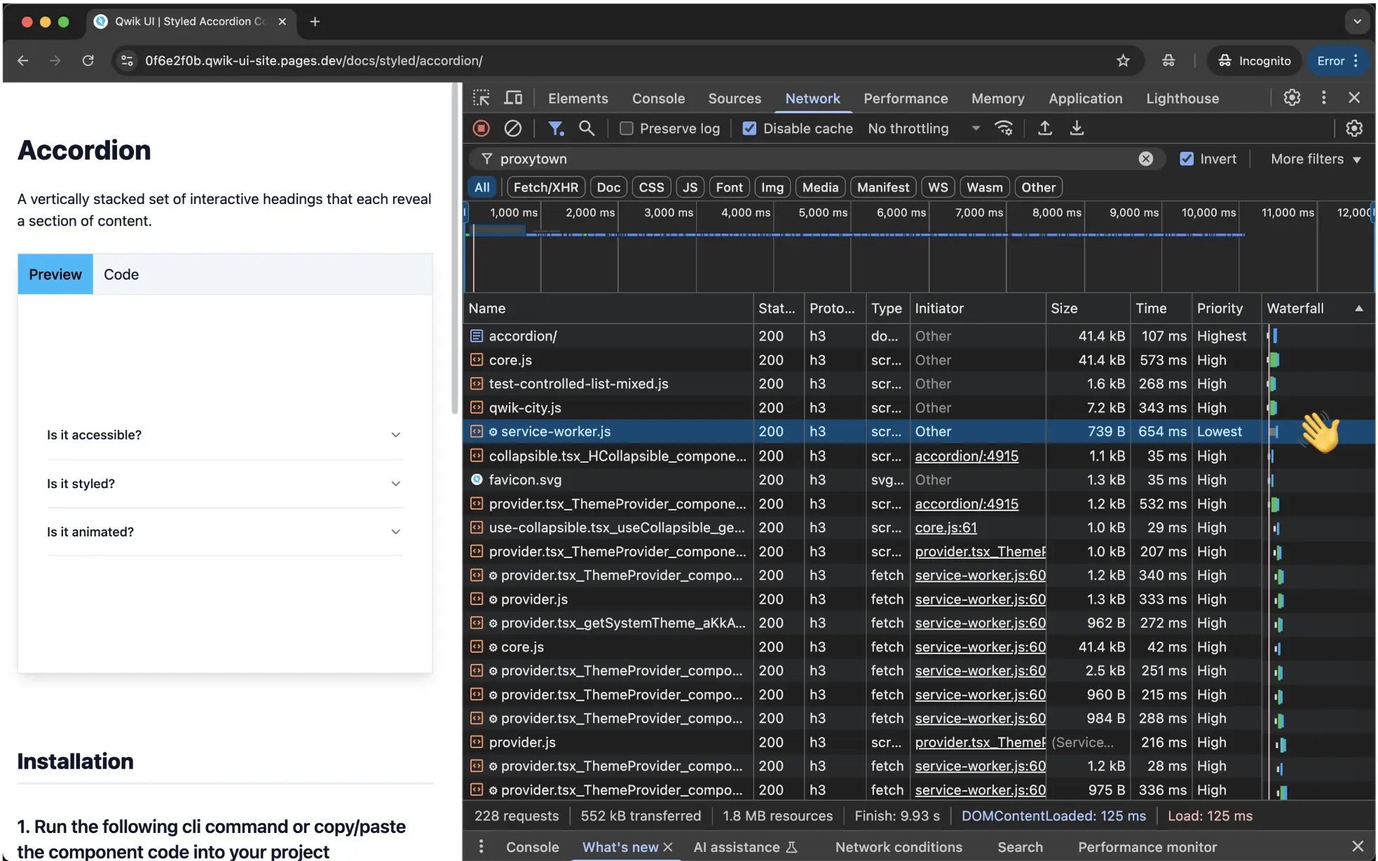 Service Worker registration penalty